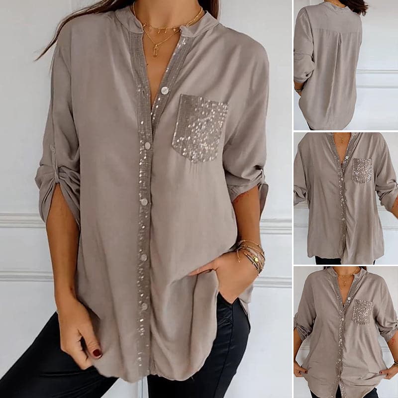 Calyra – Con Placca di Paillettes in Cotone, Top