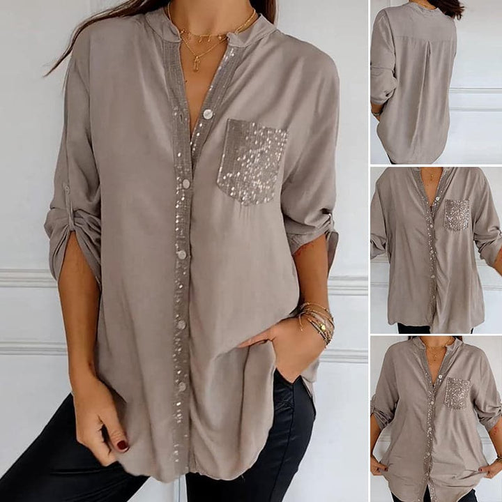 Calyra – Con Placca di Paillettes in Cotone, Top