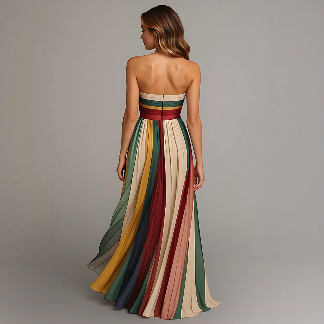 Velira – A Blocchi di Colore in Chiffon, Abito Maxi