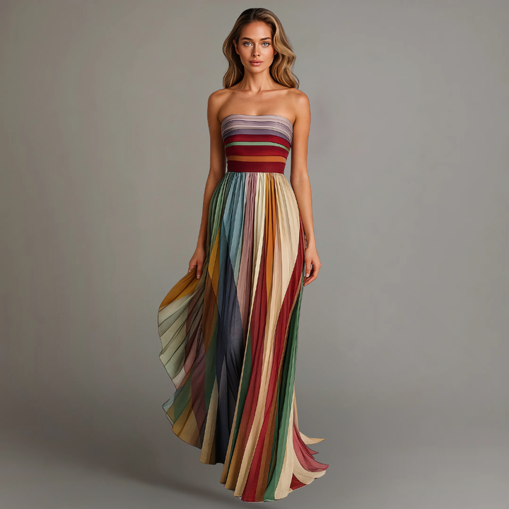 Velira – A Blocchi di Colore in Chiffon, Abito Maxi