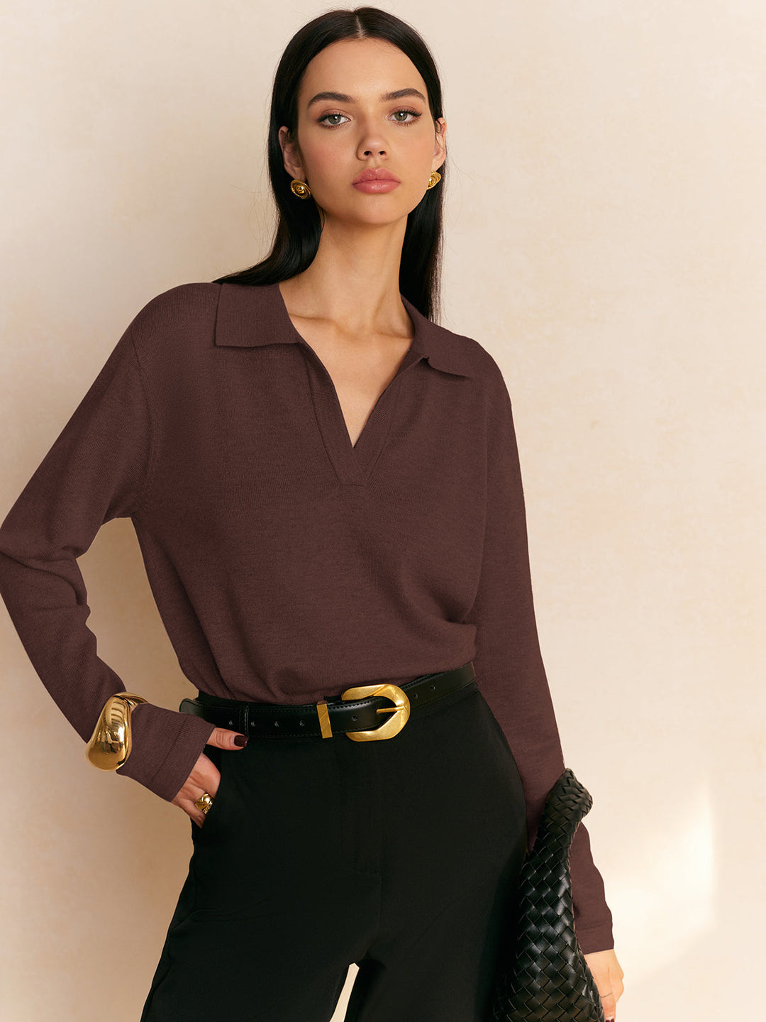 Elyra – Collo a V – Maglia Fine – Maglione