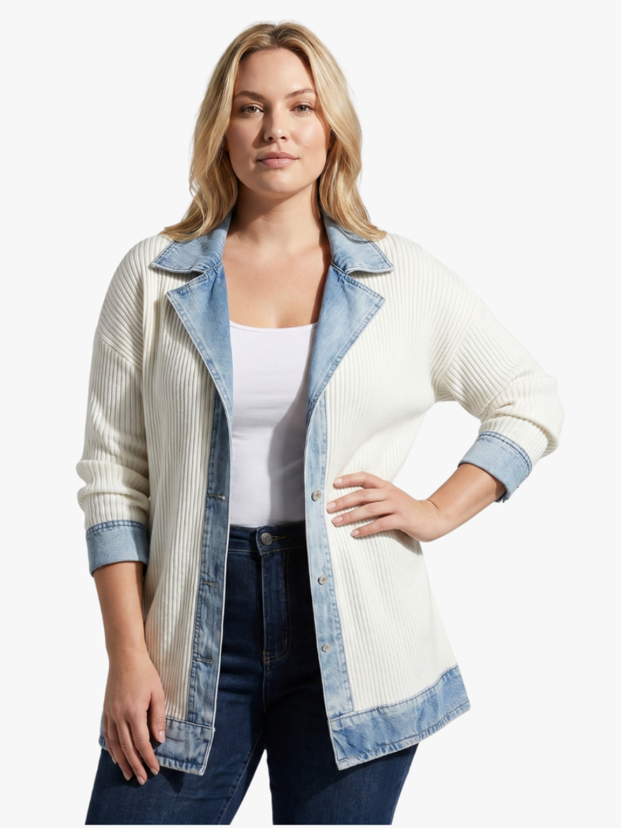 Velira – Ispirata al Denim, in Maglia di Cotone, Giacca