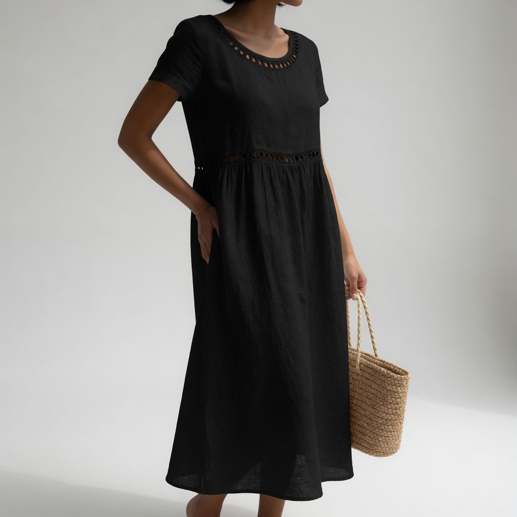 Orlise – Collo Ricamato in Cotone Abito