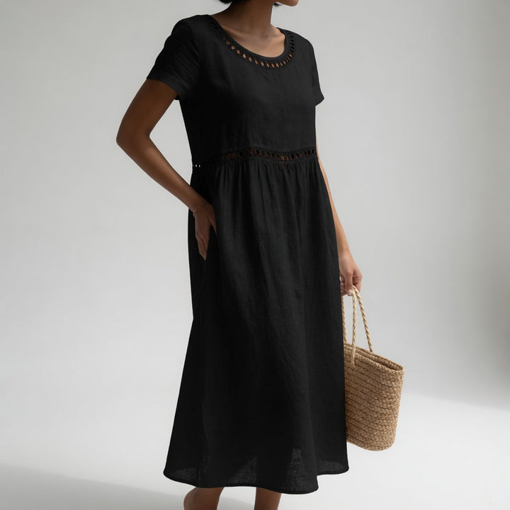 Orlise – Collo Ricamato in Cotone Abito