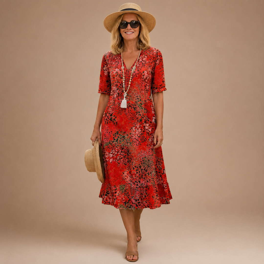 Virelle – Abito Midi a V con Motivo