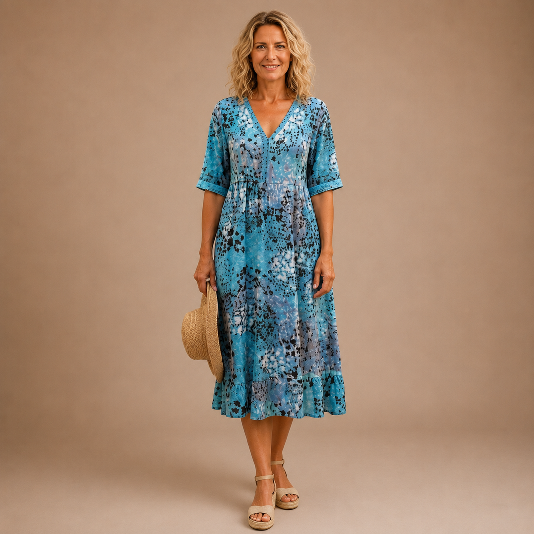Virelle – Abito Midi a V con Motivo
