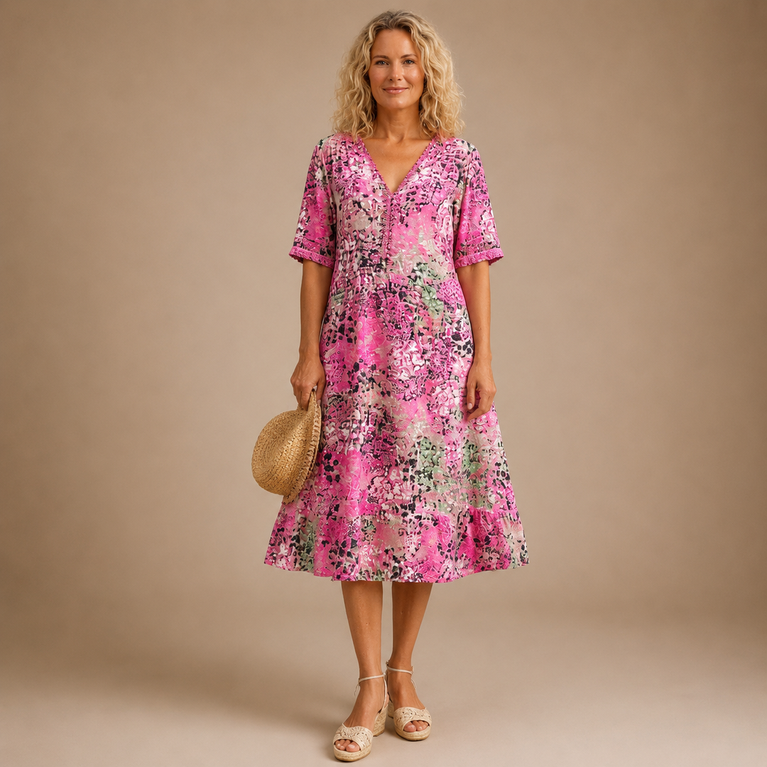 Virelle – Abito Midi a V con Motivo