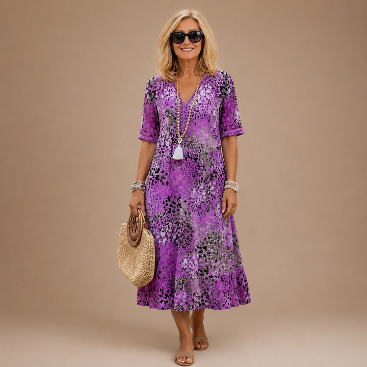 Virelle – Abito Midi a V con Motivo