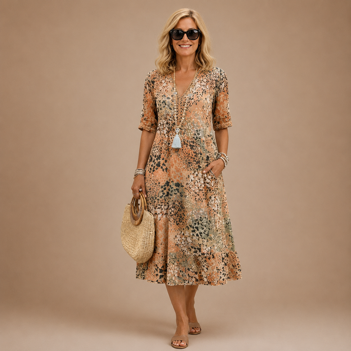 Virelle – Abito Midi a V con Motivo
