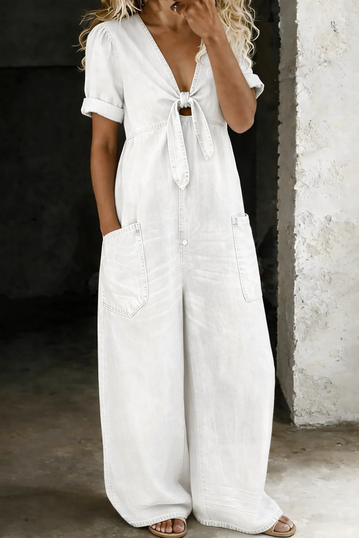 Vionne – Scollo a V con Laccio in Denim Tuta
