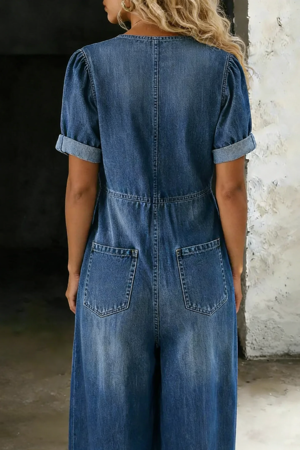 Vionne – Scollo a V con Laccio in Denim Tuta