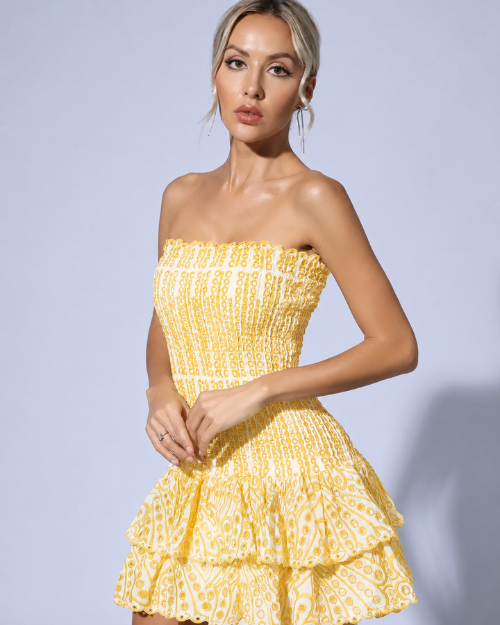 Sevra – Mini in Tessuto con Rouches Abito
