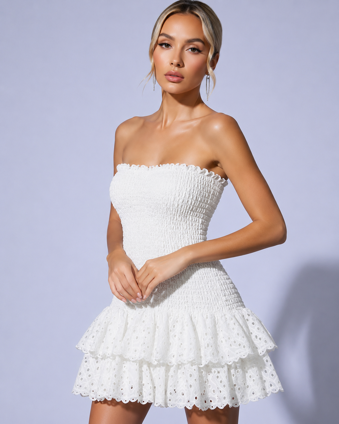 Sevra – Mini in Tessuto con Rouches Abito