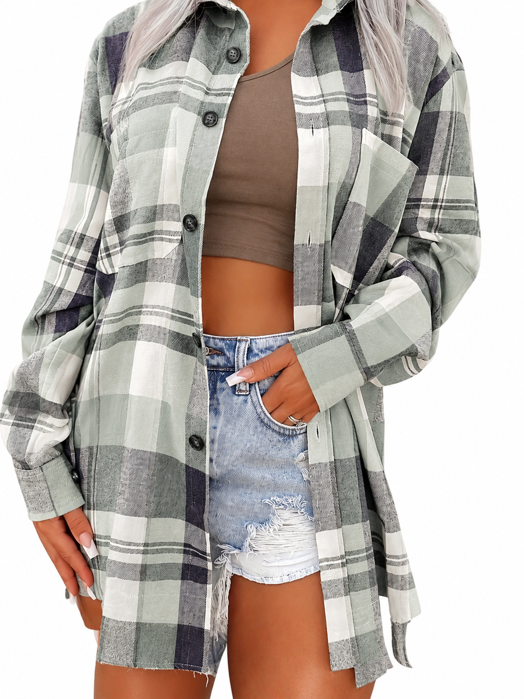 Rilena – Maniche Lunghe a Quadretti Camicia