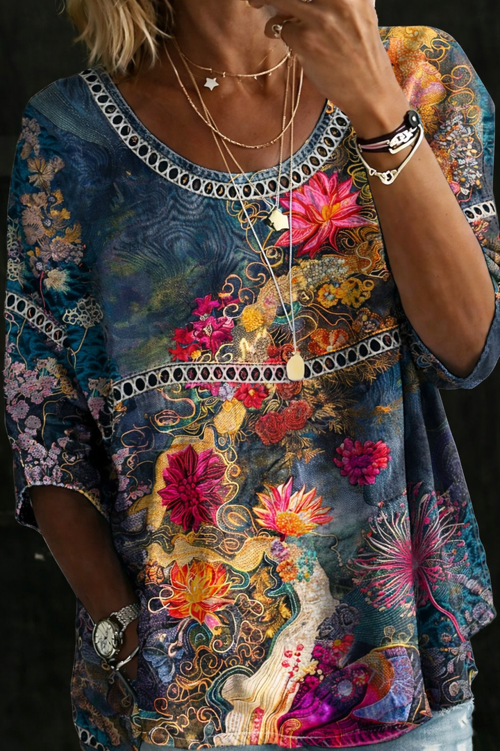 Nivara – Stampa Floreale in Denim, Camicia