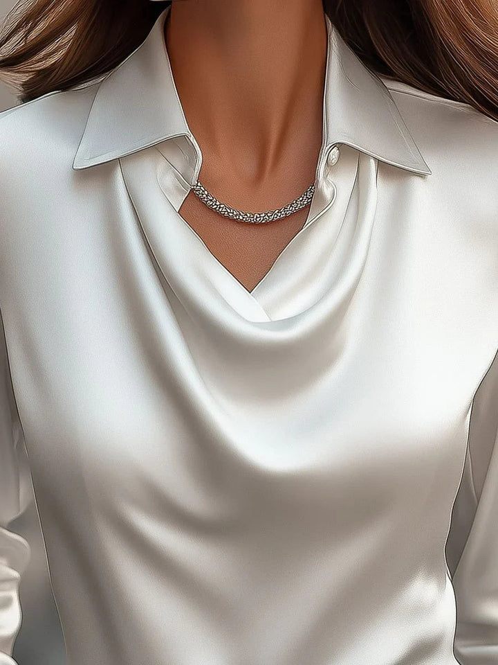 Collo Drappeggiato in Raso, Blusa