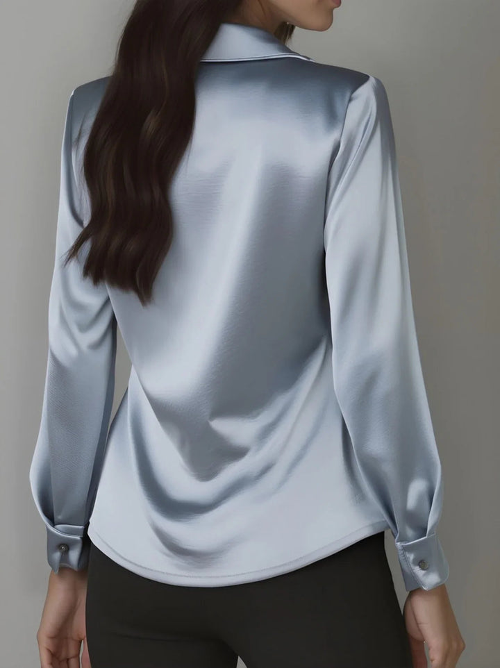 Collo Drappeggiato in Raso, Blusa