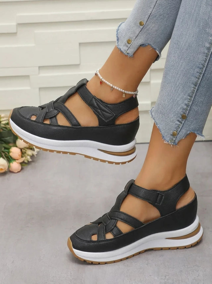 Orlise – Zeppa e Cinturino in Velcro con Suola in Gomma, Sandali
