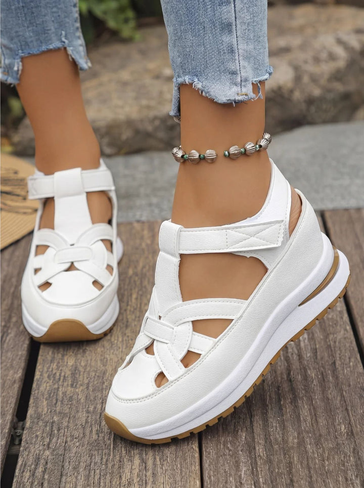 Orlise – Zeppa e Cinturino in Velcro con Suola in Gomma, Sandali