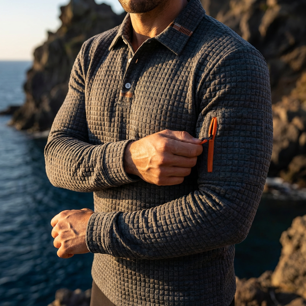 Everton - Maglione con Collo Polo in Maglia Tecnica Strutturata