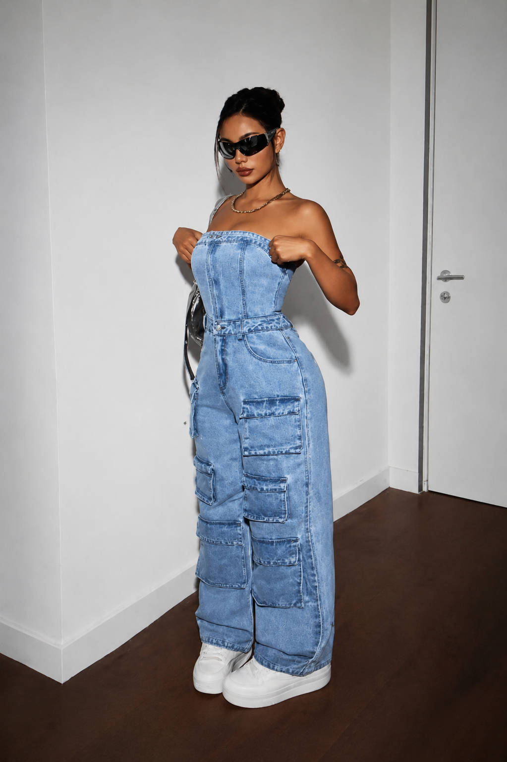 Elyra – Senza Spalline in Denim Tuta