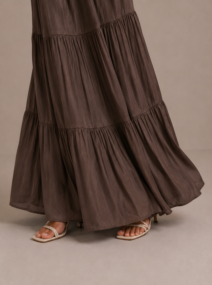 Noreli – Maxi a Strati in Tessuto, Gonna