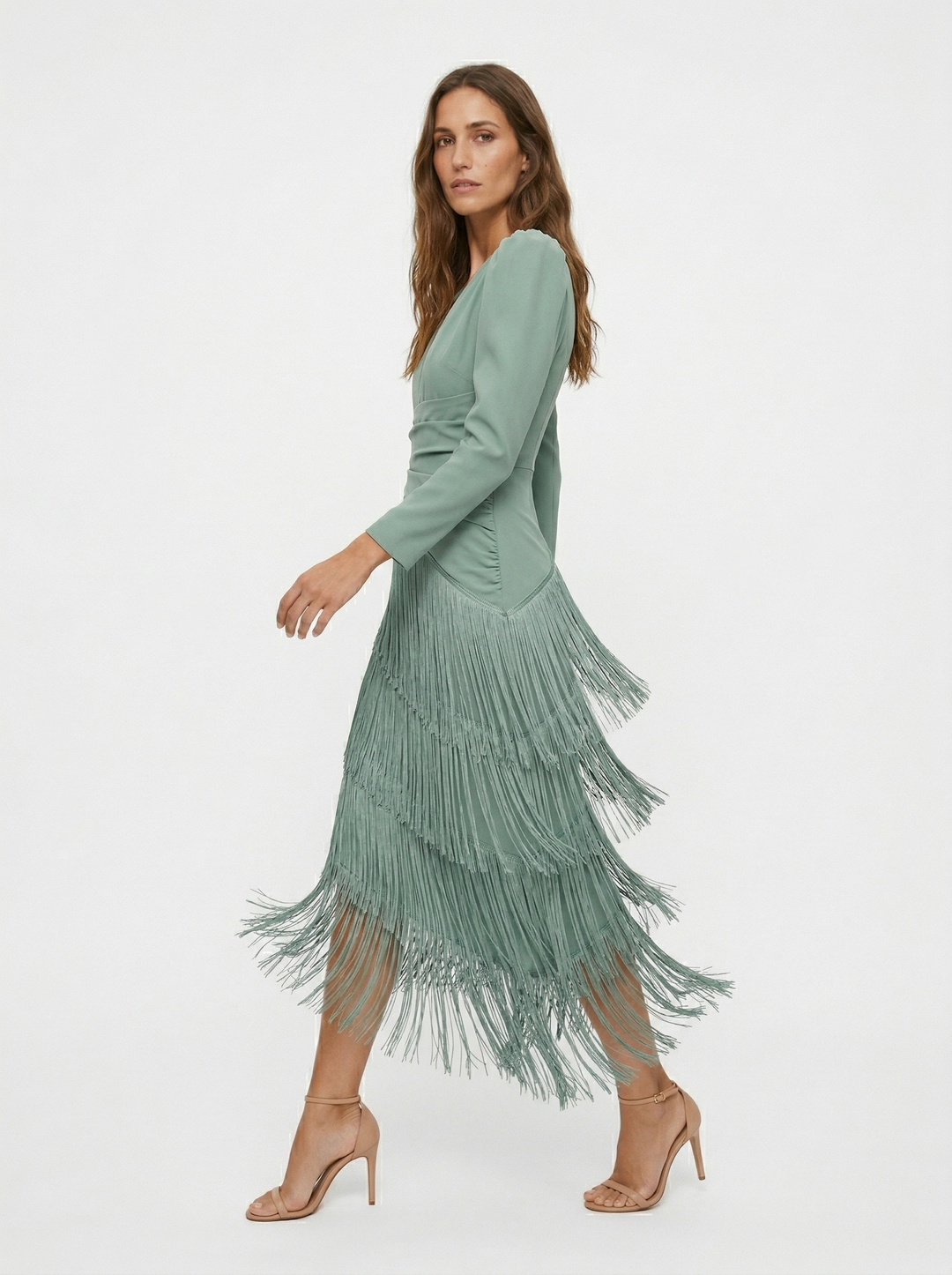 Nalira – Frange Diagonali in Maglia Stretch Abito