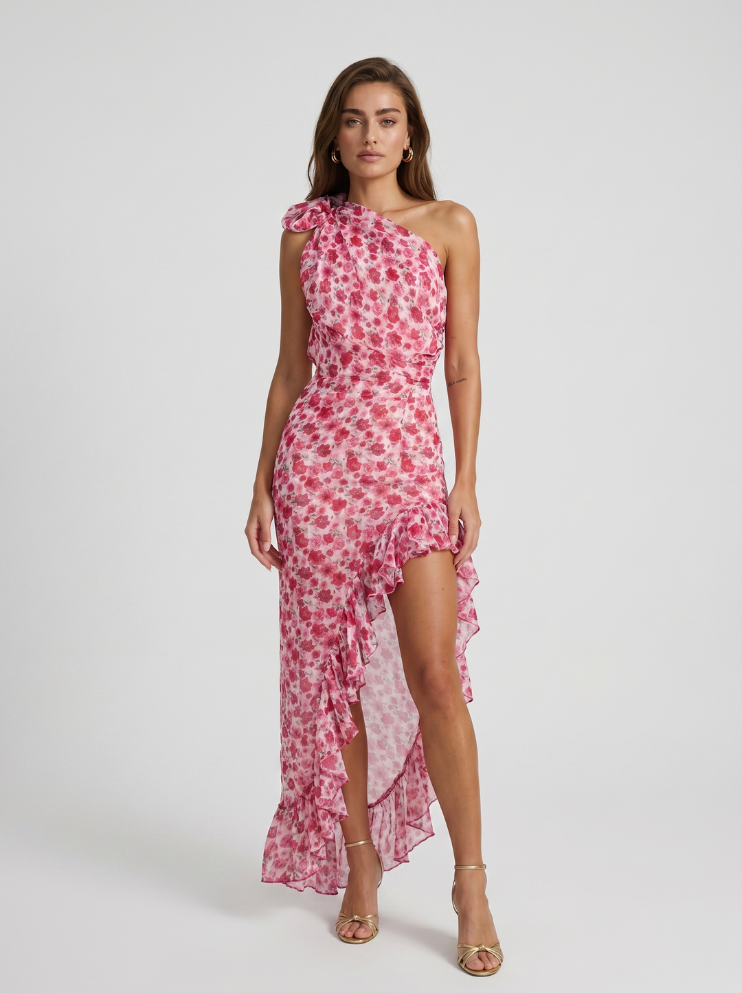 Liniva – A Spalla Unica in Chiffon Abito