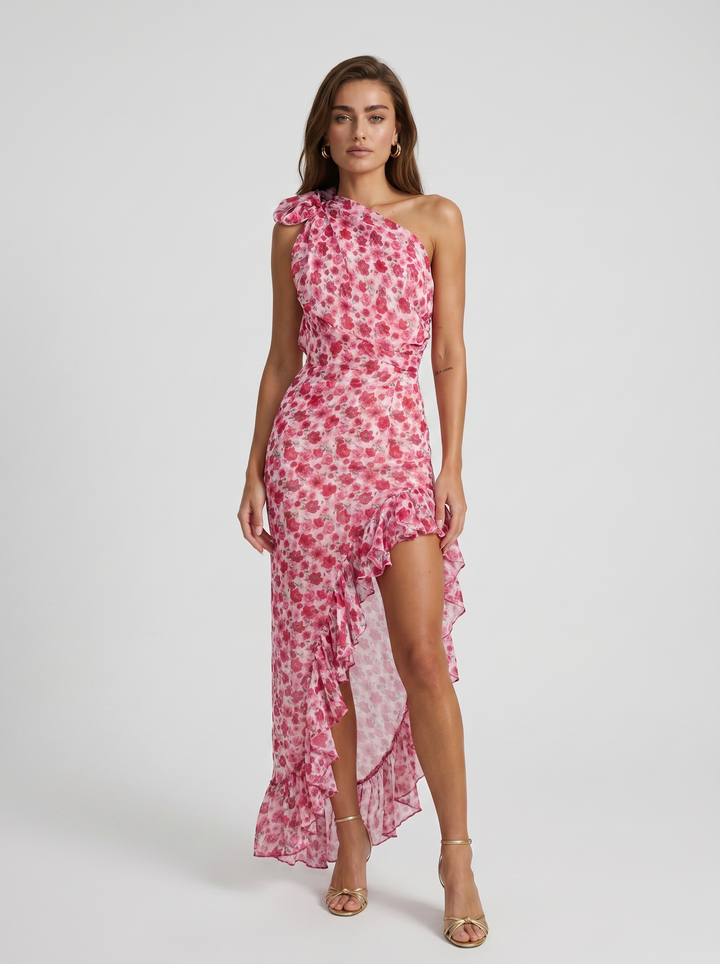 Liniva – A Spalla Unica in Chiffon Abito