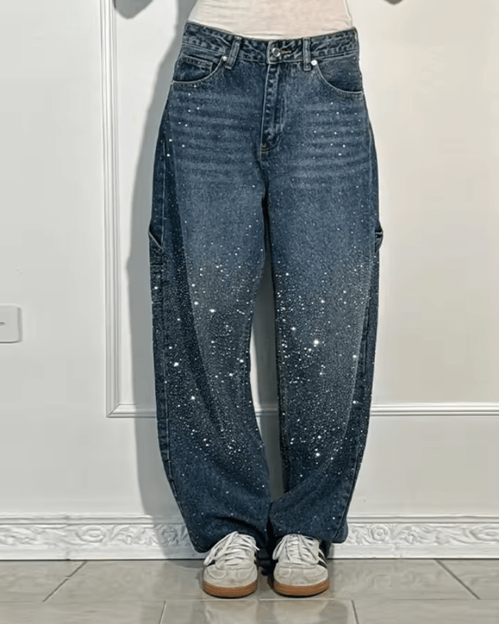 Yvette - Jeans in Denim di Cotone a Gamba a Botte