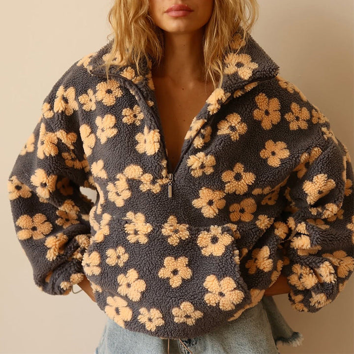 Avenli – Stampa Floreale in Pile Maglione