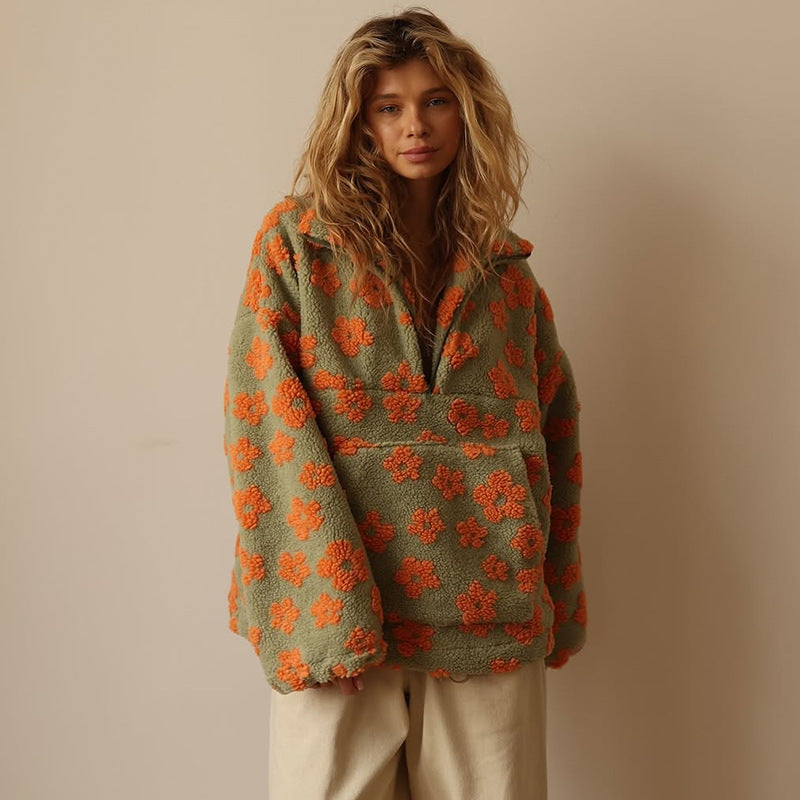 Avenli – Stampa Floreale in Pile Maglione
