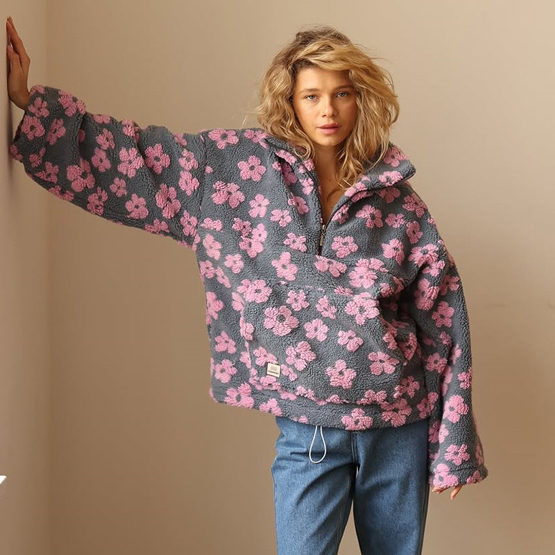 Avenli – Stampa Floreale in Pile Maglione