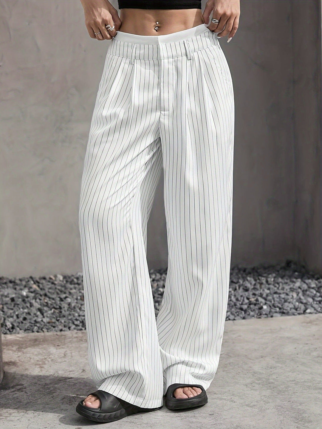 Anevia – Pantaloni a Righe a Vita Alta
