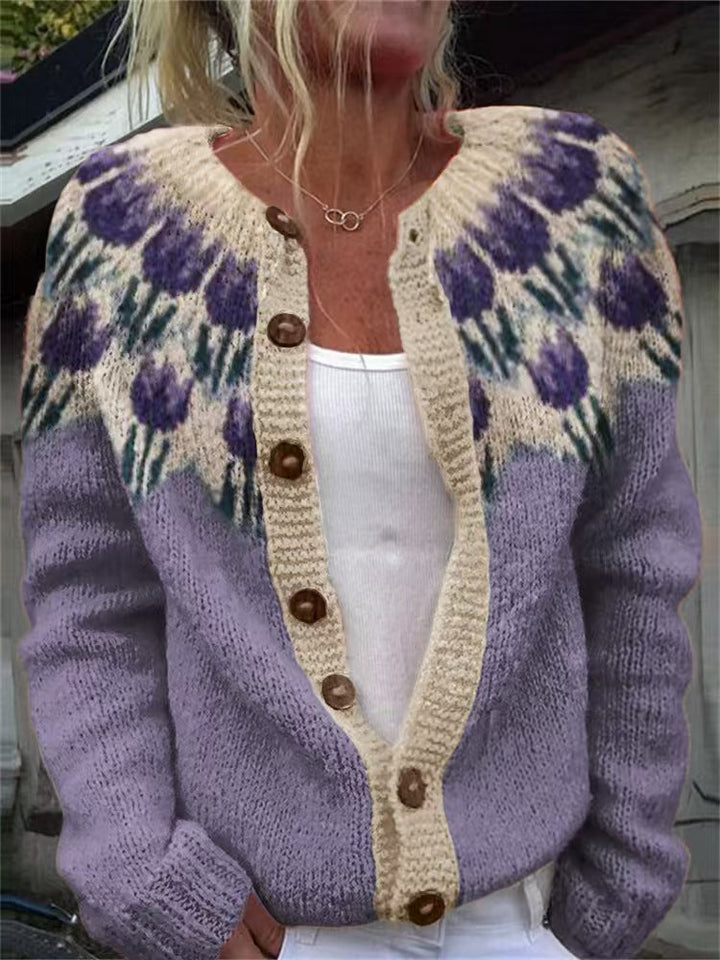 Velori – Cardigan in Maglia con Stampa Floreale