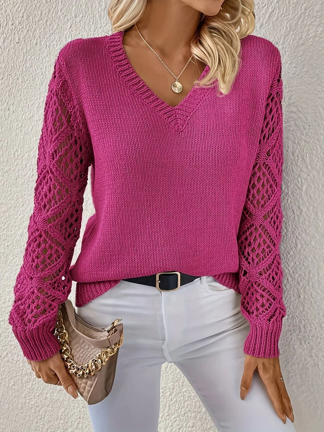 Elyra – Scollatura a V, Maglia Fine, Maglione
