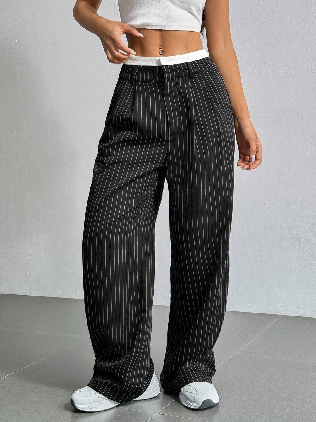 Anevia – Pantaloni a Righe a Vita Alta