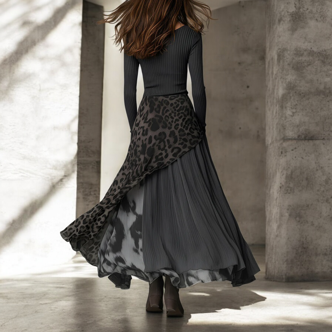 Nerissa - Abito Maxi in Raso Leopardato