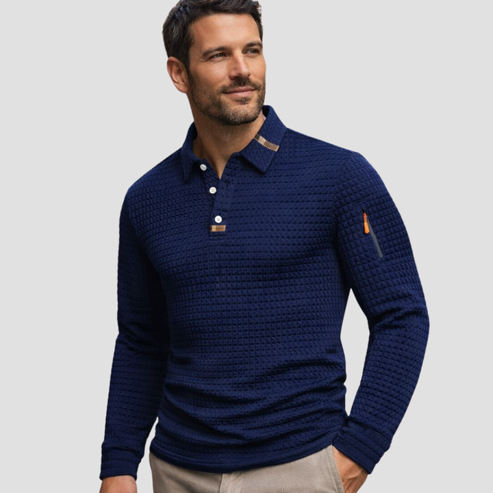 Everton - Maglione con Collo Polo in Maglia Tecnica Strutturata
