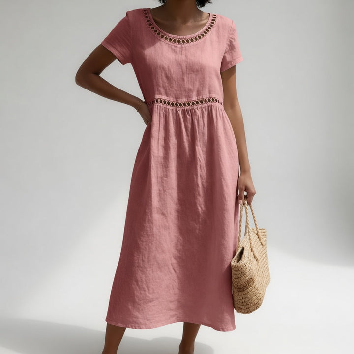 Orlise – Collo Ricamato in Cotone Abito