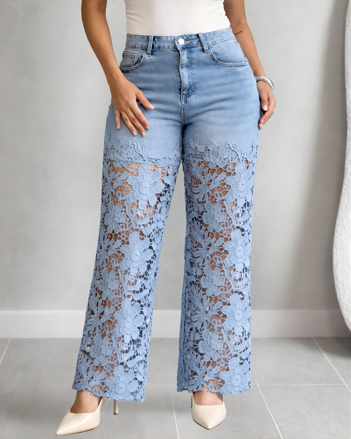 Alnora – Orlo in Pizzo in Denim Jeans