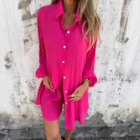 Soreva – Blusa a Righe in Tessuto e Set di Pantaloni Corti