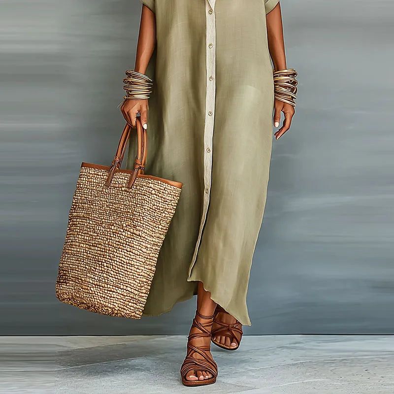 Nireva – Maxi Intrecciato Abito Camicia