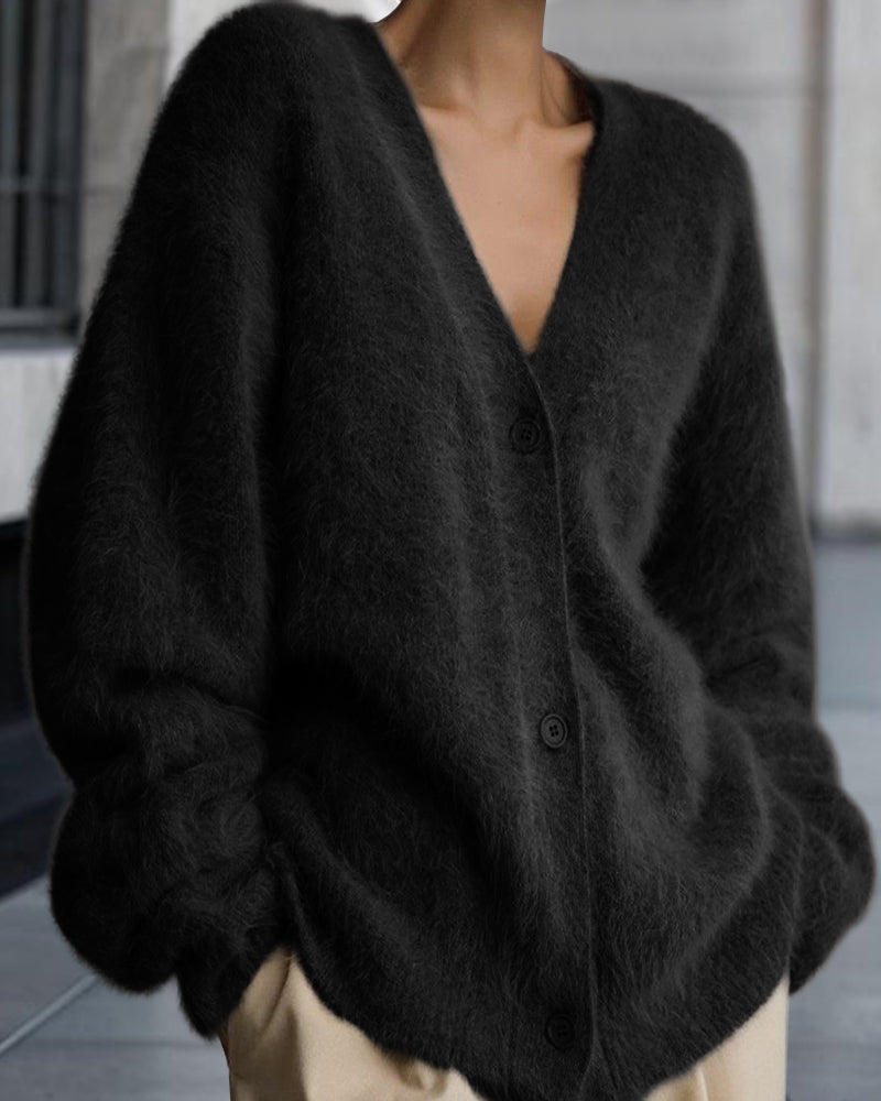 Vesina – Spalle Scese, Maglia Spazzolata, Cardigan