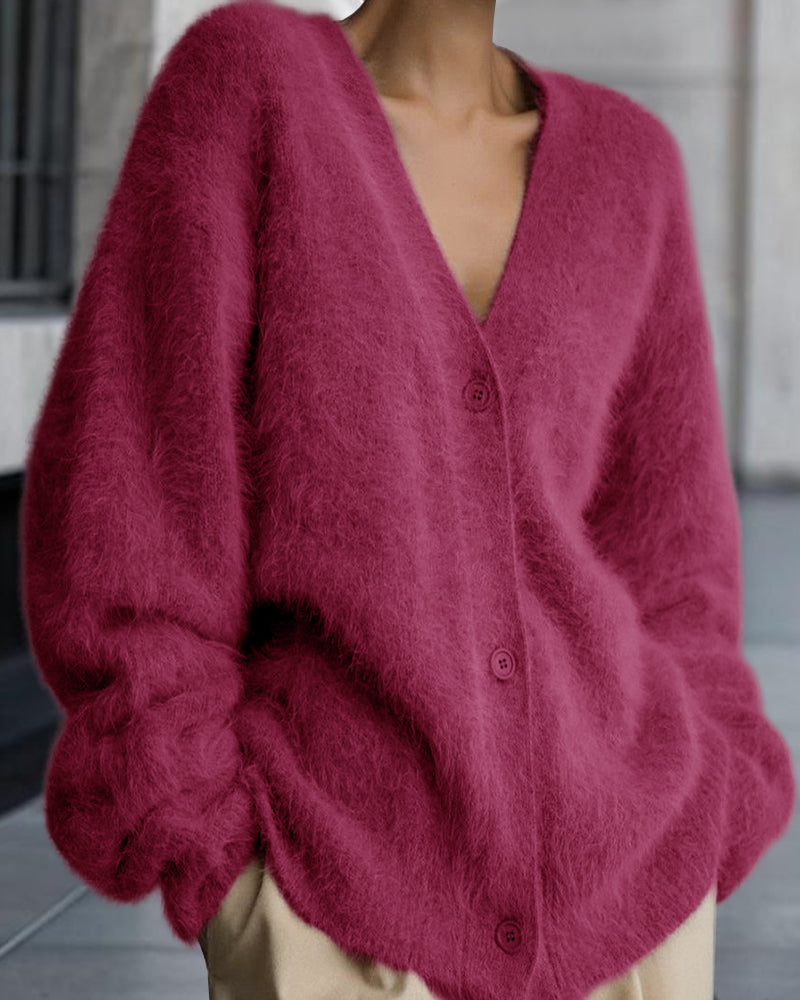 Vesina – Spalle Scese, Maglia Spazzolata, Cardigan