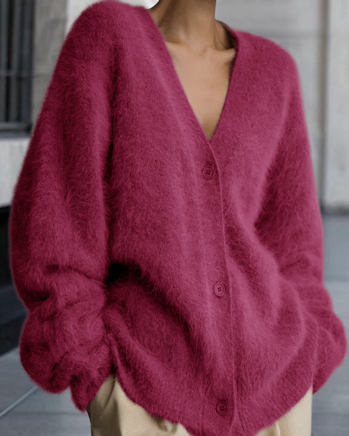 Vesina – Spalle Scese, Maglia Spazzolata, Cardigan