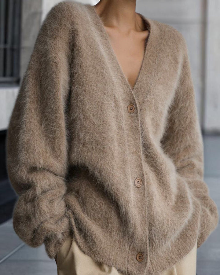 Vesina – Spalle Scese, Maglia Spazzolata, Cardigan