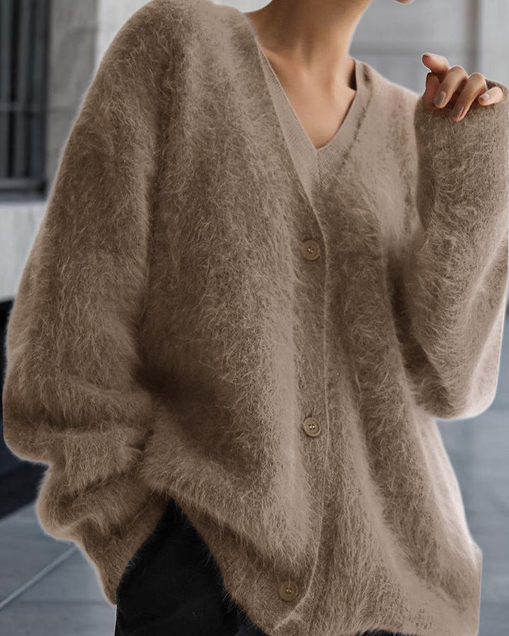 Vesina – Spalle Scese, Maglia Spazzolata, Cardigan