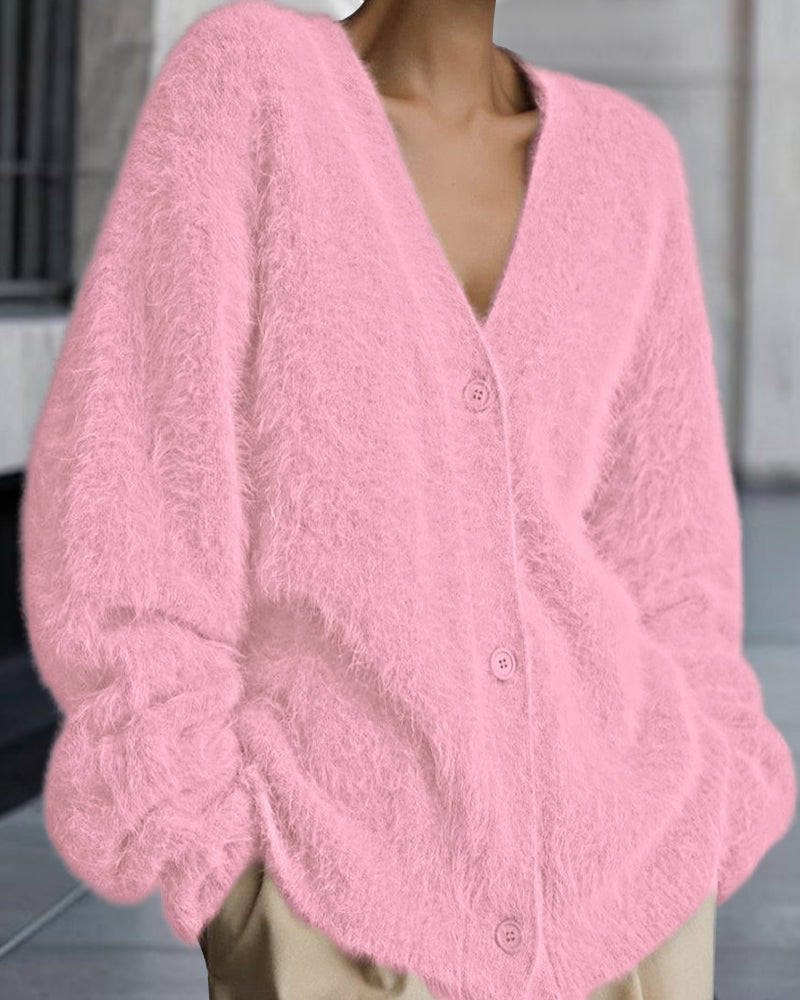 Vesina – Spalle Scese, Maglia Spazzolata, Cardigan