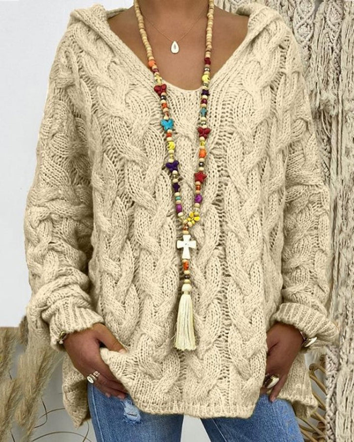 Leniva – Con Cappuccio in Maglia a Treccia, Maglione